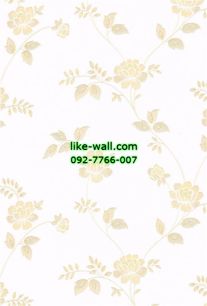 วอลเปเปอร์ติดผนังลายดอกไม้สีส้ม พื้นขาว