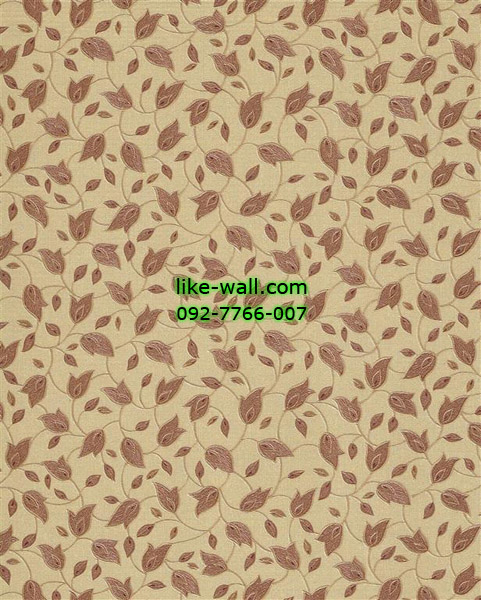 วอลเปเปอร์ติดผนังลายอกไม้สีแดง พื้นน้ำตาล