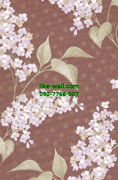 วอลเปเปอร์ติดผนังลายดอกไม้สีขาว พื้นสีแดง
