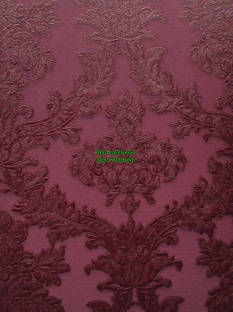 วอลเปเปอร์ติดผนังลายหลุยส์สีแดง อมม่วง