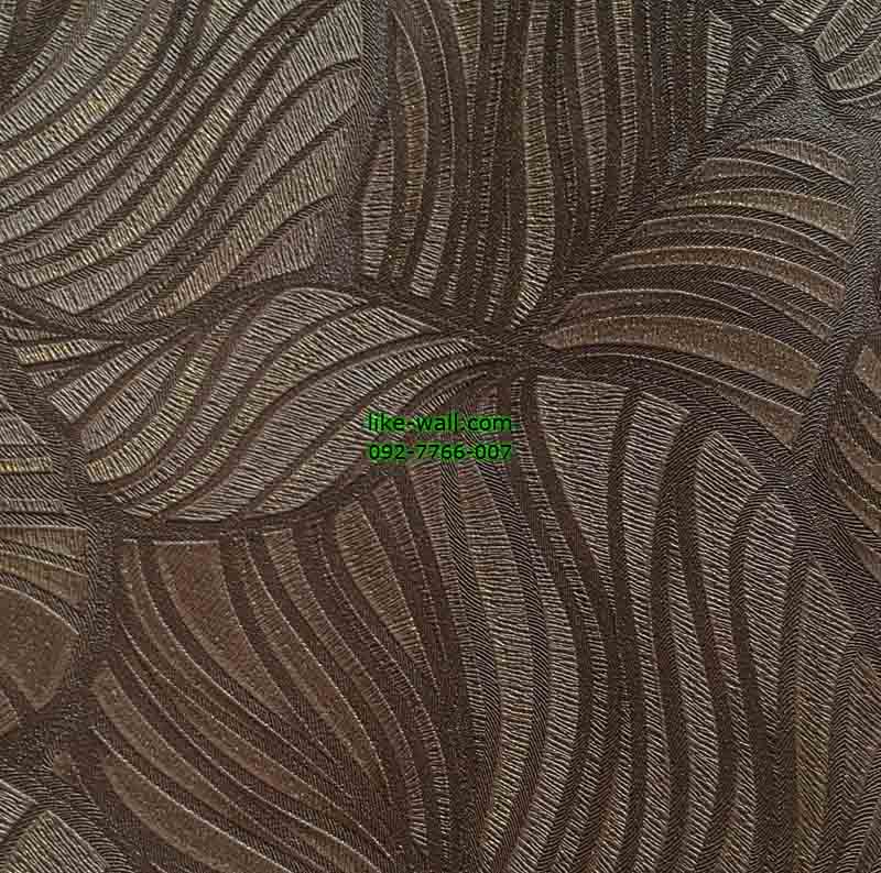 วอลเปเปอร์ติดผนังลายใบไม้สีน้ำตาล