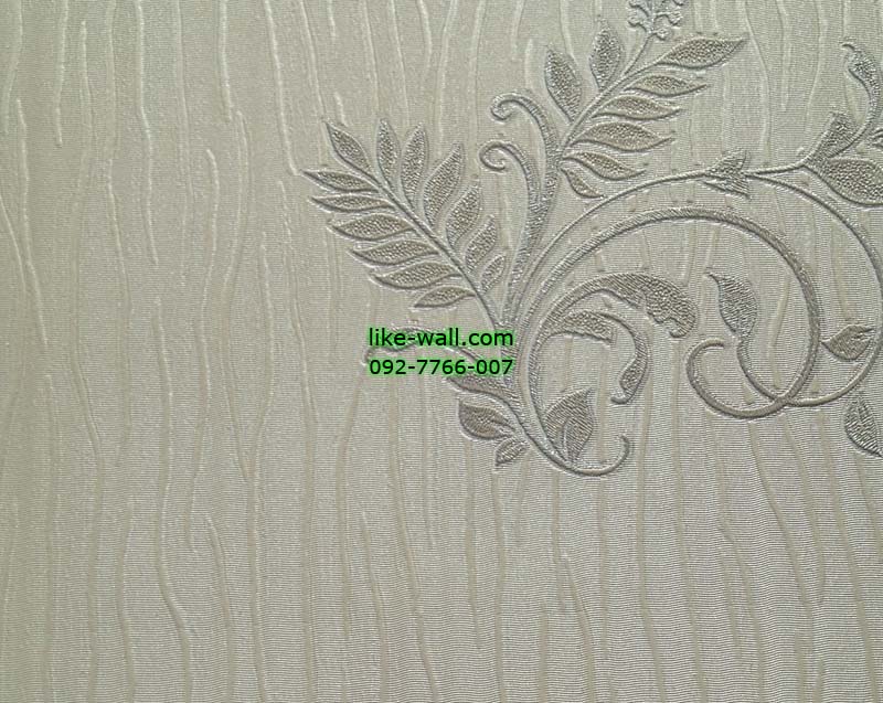 วอลเปเปอาร์ติดผนังลายเส้นสีเทา ผสมลายดอกไม้