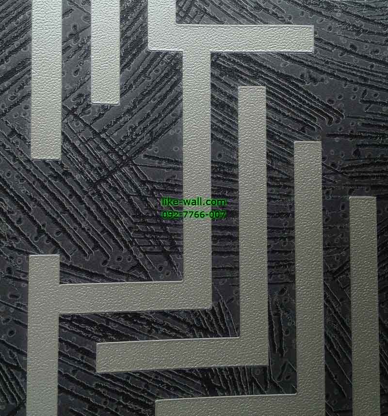 วอลเปเปอร์ติดผนังลายเส้นสีเทา พื้นสีดำ