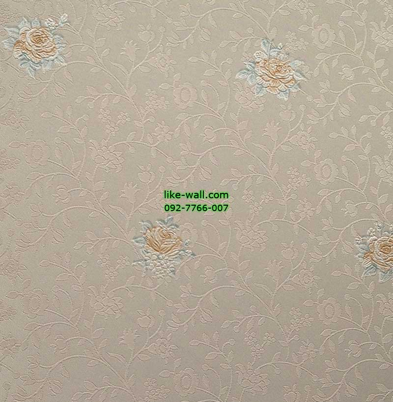 วอลเปเปอร์ติดผนังลายดอกไม้สีส้ม พื้นสีชมพู