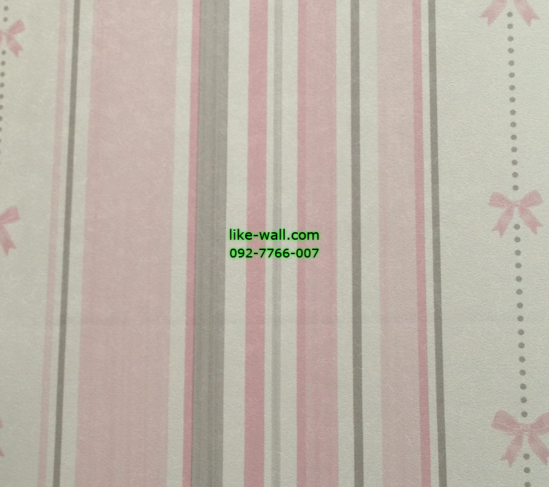 วอลเปเปอร์ติดผนังลายเส้นสีชมพู เทา