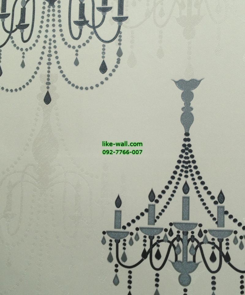 วอลเปเปอร์ติดผนังลายโคมไฟสีดำ พื้นขาว