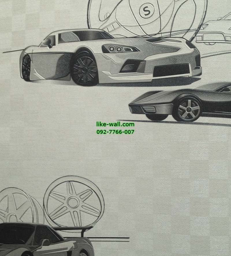 วอลเปเปอร์ติดผนังลายรถยนตร์สีขาว