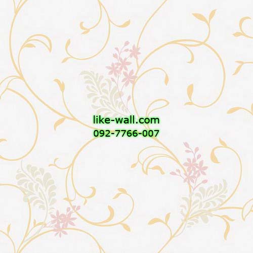 วอลเปเปอร์ติดผนัง ลายดอกไม้  สีส้ม ม่วงอ่อน