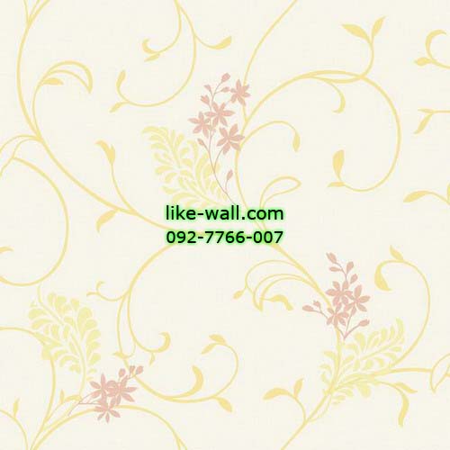 วอลเปเปอร์ติดผนัง ลายดอกไม้ สีส้ม ม่วงอ่อน