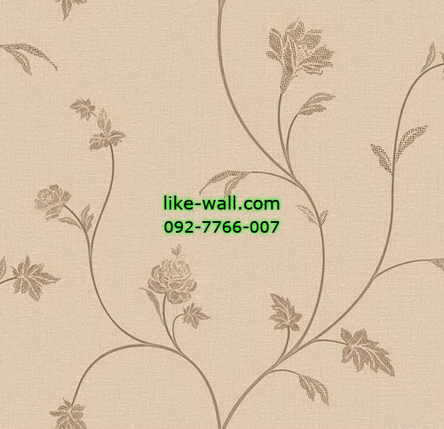 วอลเปเปอร์ติดผนัง ลายดอกไม้ สีน้ำตาล