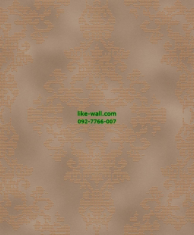 วอลเปเปอร์ติดผนังลายหลุยส์สีส้ม พื้นหลังสีน้ำตาล