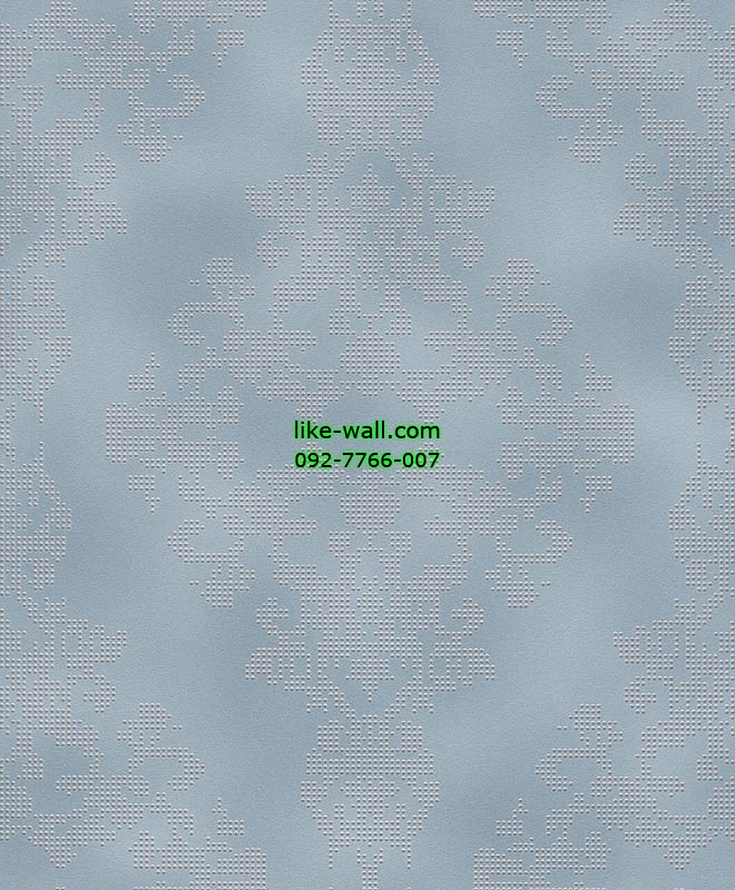 วอลเปเปอร์ติดผนังลายจุดหลุยส์สีขาว พื้นสีน้ำเงินฟ้า