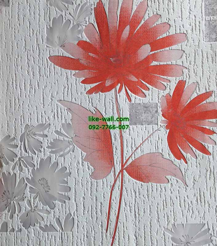 วอลเปเปอร์ติดผนังลายดอกไม้สีแดง