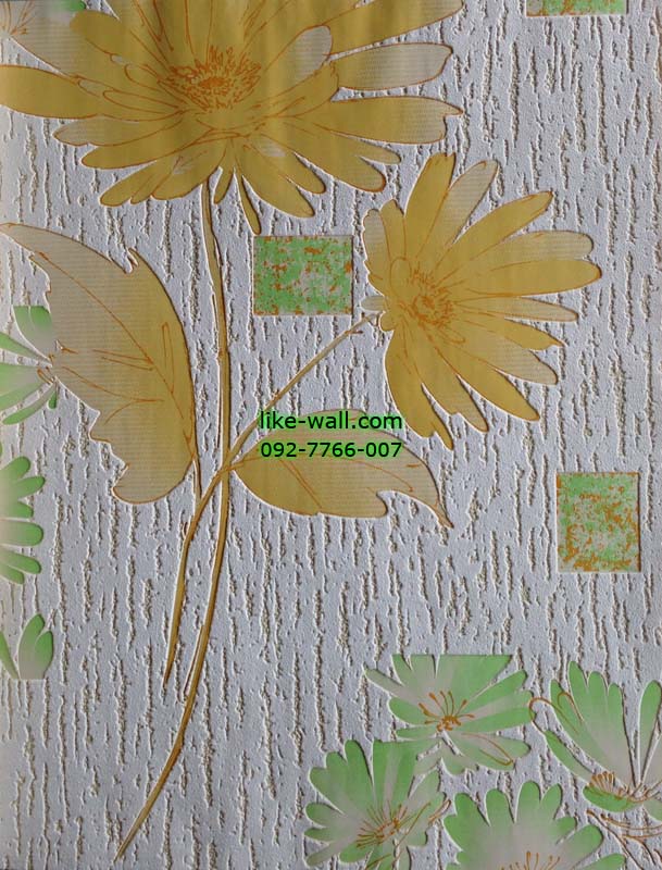 วอลเปเปอร์ติดผนังลายดอกไม้สีเหลือง
