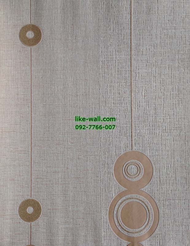 วอลเปเปอร์ติดผนังลายเส้นสีน้ำตาลอ่อน พื้นขาว