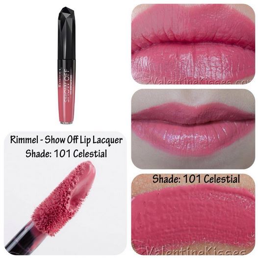 **พร้อมส่ง Rimmel London Show Off Lip Lacquer #101 Celestial  ลิปสติกสูตรน้ำ เนื้อเข้มข้นกว่าลิปกลอส แต่พิกเมนต์ชัด สีสด กลบสีปากได้เรียบเนียนสนิท สีสันชัดสุดๆค่ะ แท่งเดียวอยู่ไม่เหนียวเหนอะหนะ