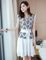 เดรสาชีฟองแฟชั่น ลาย retro 