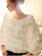 เสื้อพัฟแขนยาว แฟชั่น แบบตามภาพ สีขาว