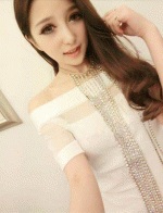  เสื้อผ้าผู้หญิง ผ้ายืด แฟชั่น sexy สีขาว 