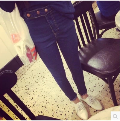 JEANS  กางเกงยีนส์เอวสูงแฟชั่นสำหรับผู้หญิงแนววินเทจ slim/skinny  jeans  korean/japanese  fashion