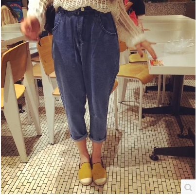 JEANS  กางเกงยีนส์เอวสูง ทรงหลวม แฟชั่นสำหรับผู้หญิง Vintage  jeans   fashion