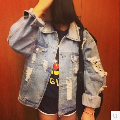 JEANS  JACKETS  เสื้อแจ็คเก็ตยีนส์ ทรงบอย แฟชั่นเสื้อผ้าสำหรับผู้หญิงทรงหลวม สไตล์ญี่ปุ่นเกาหลีแฟชั่น