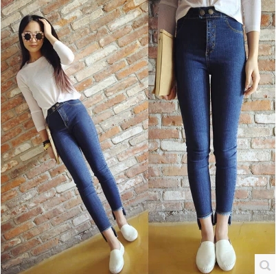 JEANS  กางเกงยีนส์เอวสูง รุ่น Harajuku  Japanese  and  korean  High waist jeans  แฟชั่นกางเกงยีนส์สกินนี่สำหรับผู้หญิง