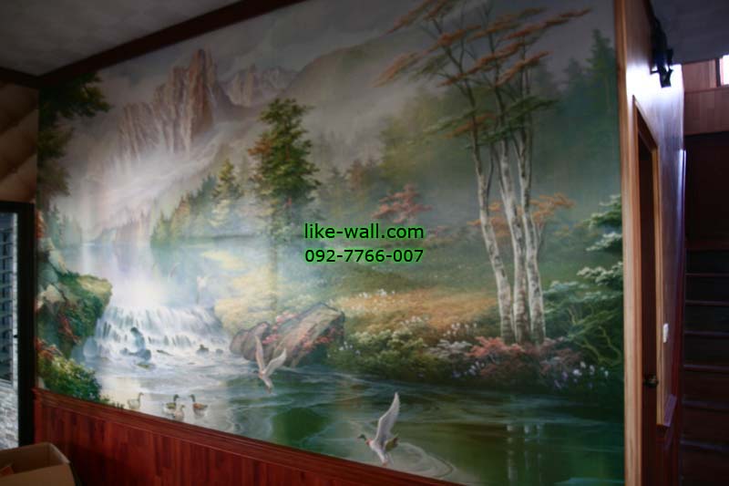 ผลงานวอลเปเปอร์ลายวิวธรรมชาติ บ้านเดี่ยว ซอยลาซาล บางนา