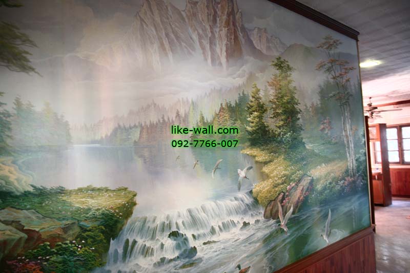 บ้านเดี่ยว ซอยลาซาล บางนา ผลงานวอลเปเปอร์ลายวิวธรรมชาติ