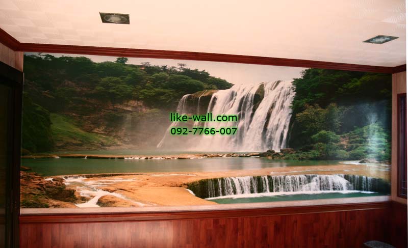 ผลงานวอลเปเปอร์ลายวิวธรรมชาติ บ้านเดี่ยว Soi La San Bangna