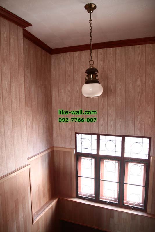 บ้านเดี่ยว ซอยลาซาล ผลงานการติดตั้งวอลเปเปอร์ติดผนังลายไม้