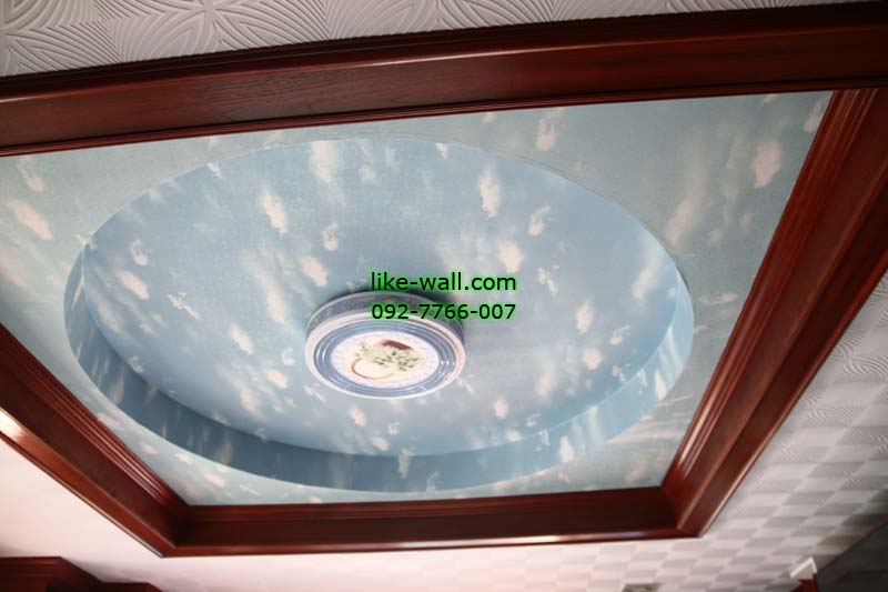 บ้านเดี่ยว Soi La San Bangna ผลงานวอลเปเปอร์ติดฝ้าลายท้องฟ้า