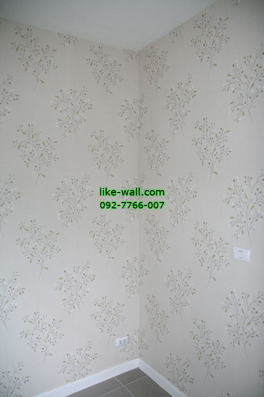 Pruksa Lite Lox ผลงานการติดตั้งวอลเปเปอร์ลายใบไม้สีเขียว