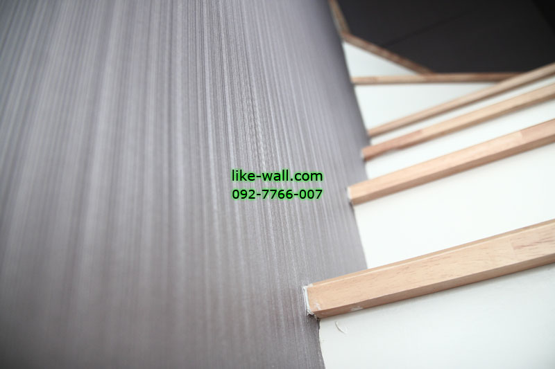 ตัวอย่างผลงานวอลเปเปอร์ติดผนังลายเส้นสีเทา Pruksa Lite Lox  สุขุมวิท-เทพารักษ์