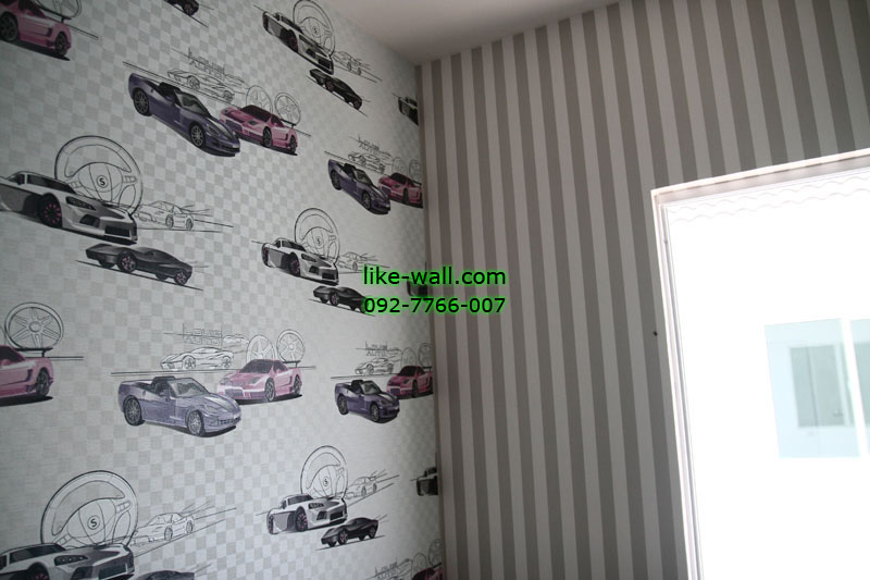 ตัวอย่างผลงานวอลเปเปอร์ติดผนังลายรถสปอร์ต Pruksa Lite Lox