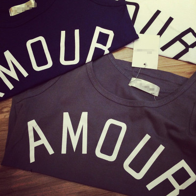 T-SHIRT  AMOUR   เสื้อแขนกุดแฟชั่น แฟชั่นเสื้อกล้าม สำหรับผู้หญิงสไตล์ญี่ปุ่นเกาหลี casual/basic  top  fashion