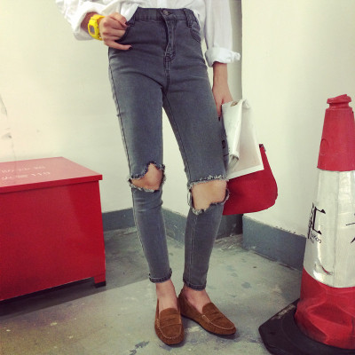 JEANS  กางเกงยีนส์สกินนี่แฟชั่น สำหรับผู้หญิงลุคเซอร์ๆ  smoke  gray   jeans  korean  fashion   