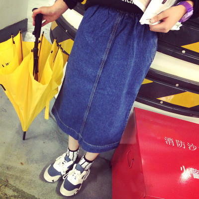 SKIRT  JEANS  กระโปรงทรง A แฟชั่น กระโปรงยีนส์ women's  jeans  long  skirt 