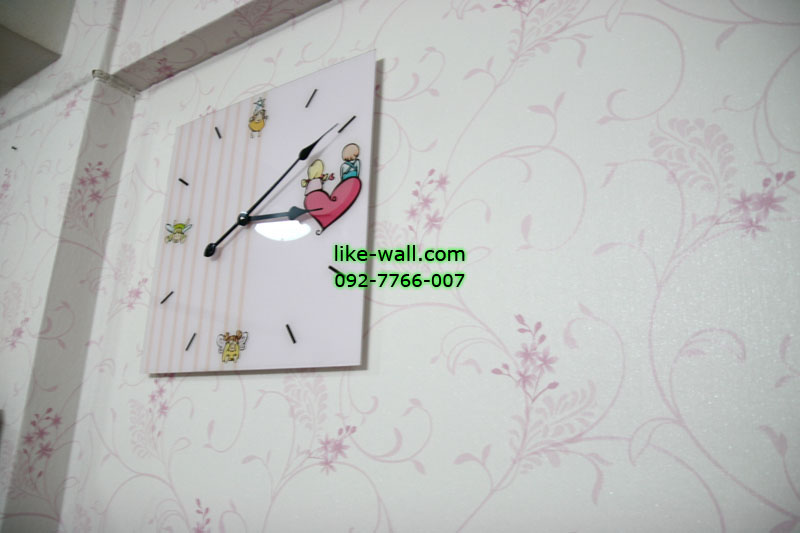 วอลเปเปอร์ติดผนังลายดอกไม้ ใบไม้สีชมพู