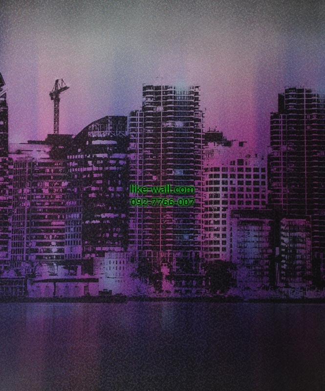 วอลเปเปอร์ติดผนังลายตึกโทนสีม่วง