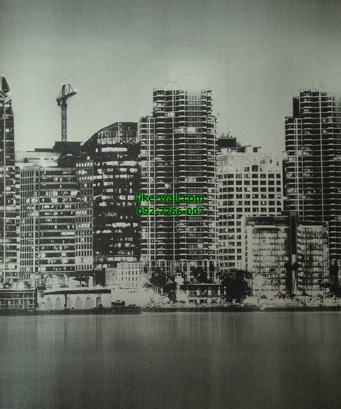 วอลเปเปอร์ติดผนังลายตึกโทนสีขาวดำ