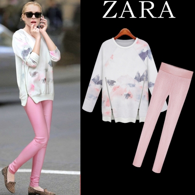 SWEATSHIRT  ZARA INK  PENCIL PINK  เสื้อสเวตเตอร์แขนยาวแฟชั่น เสื้อกันหนาวสำหรับผู้หญิง แบรนด์ดัง ฮาราจูกุแฟชั่น แองเจลินา โจลี,เทย์เลอร์ สวิฟต์ใส่ 