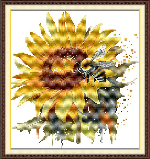 Sunflower and bee (ไม่พิมพ์/พิมพ์ลาย)