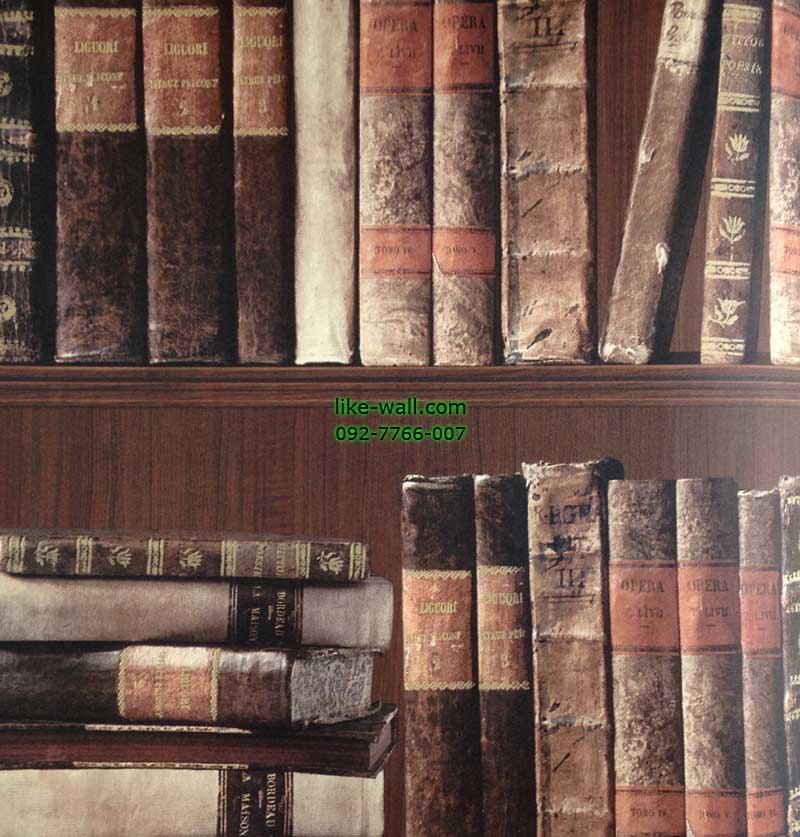 วอลเปเปอร์ติดผนังลายชั้นวางหนังสือ