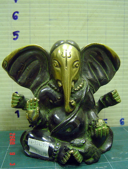 PI014 พระพิฆเนศวร เนื้อทองเหลือง สีดำ-เขียว Brass Ganesh (Black-Green)