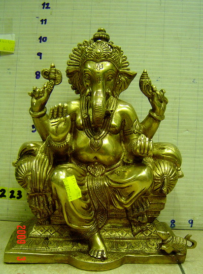 PI027 พระพิฆเนศวร เนื้อทองเหลือง สีทอง Brass Ganesh (Gold) 