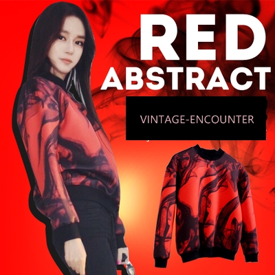 CREW NECK/SWEATSHIRT  RED  ABSTRACT เสื้อสเวตเตอร์ เสื้อสเวตเชิ้ตผู้หญิงแฟชั่น เสื้อผ้าแฟชั่นผู้หญิง แฟชั่นแนววินเทจ สินค้าแบรนด์แท้จาก shop counter แฟชั่นJeon Ji Hyun  ซีรี่ย์เกาหลี You Who Came From the Stars