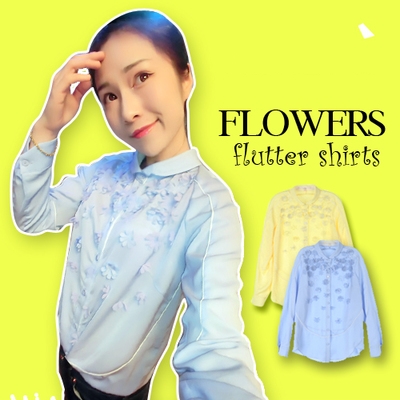 BLOUSES/TSHIRT FLOWERS  FLUTTER  เสื้อเชิ้ตผู้หญิงแฟชั่น เสื้อแขนยาวผู้หญิง เสื้อผ้าแฟชั่นผู้หญิง แฟชั่นแนววินเทจ สินค้าแบรนด์แท้จาก shop counter แฟชั่น Jeon Ji Hyun ,  You Who Came From the Stars