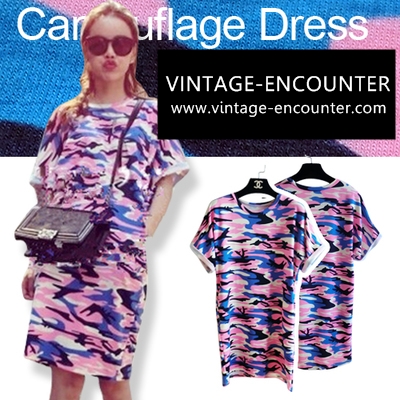 DRESS  CAMOUFLAGE  ชุดเดรสลายทหารผู้หญิงแฟชั่น เดรสวันพีชสูทผู้หญิง ลายพราง แนวluxurious แฟชั่นแนววินเทจ สินค้าแบรนด์แท้จาก shop counter แฟชั่น Jeon Ji Hyun  ซีรี่ย์เกาหลี You Who Came From the Stars