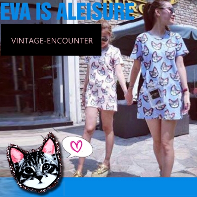 DRESS  EVA  IS  ALEISURE  CATS  PRINT  FASHION ชุดเดรสผู้หญิง ชุดเดรสทรง A  ชุดเดรสวันพีชสูท ชุดเดรสออกงานแฟชั่น แนวluxurious แฟชั่นแนววินเทจ สินค้าแบรนด์แท้จาก shop counter แฟชั่น Jeon Ji Hyun  ซีรี่ย์เกาหลี You Who Came From the Stars